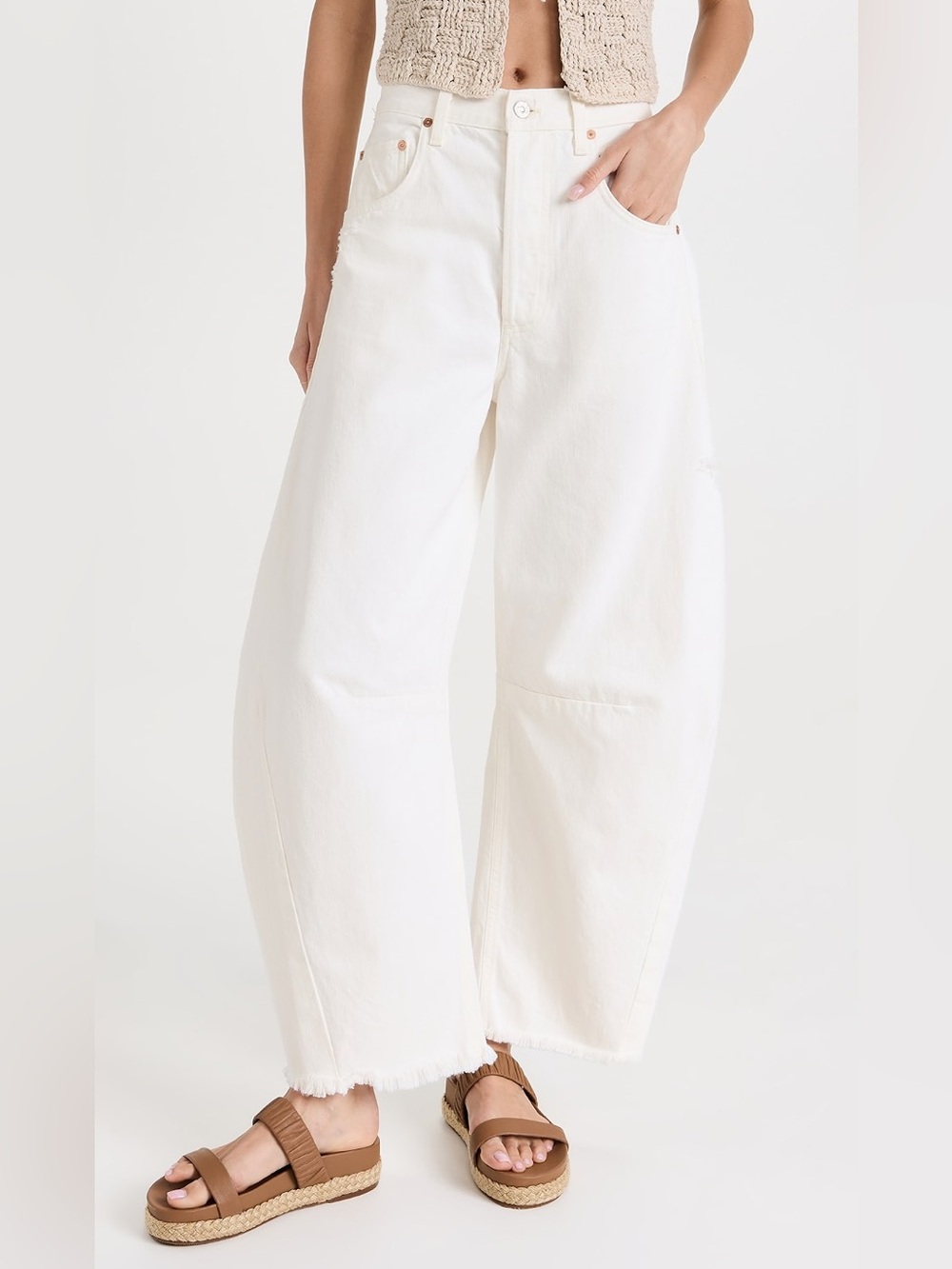 Citizens of Humanity Horseshoe Jean Jicama White Wide Leg Barrel Jeans Sz 29 NWT